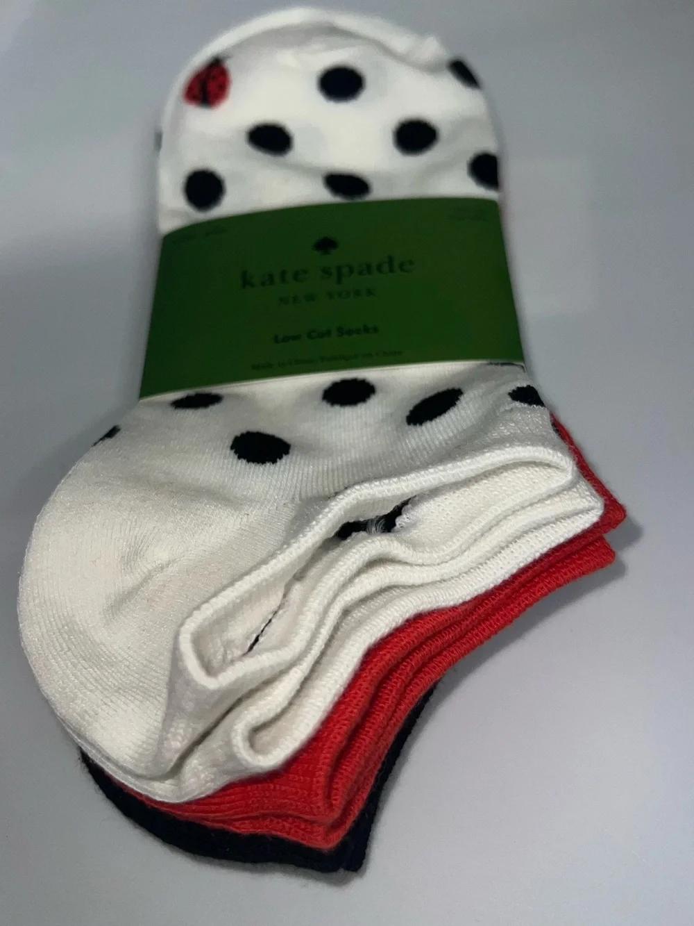 Kate Spade Women's Polka Dot Ladybug Low Cut Socks Pack of 3